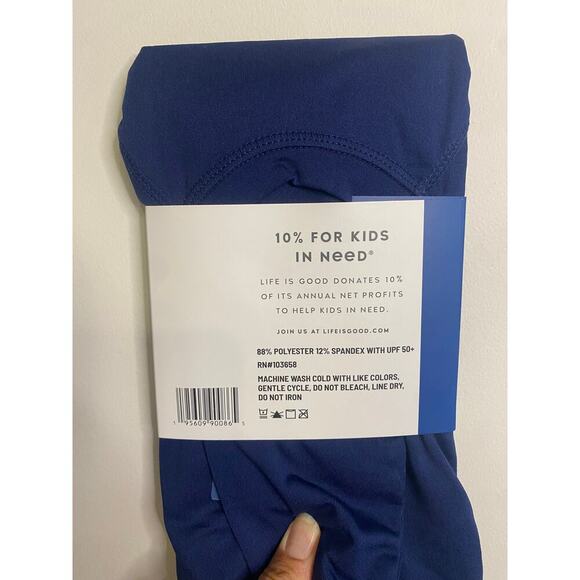 NWT Kids Life Is Good Dark Blue Rash Guard Swim Shirt Size Large Beach Swim - Picture 3 of 13